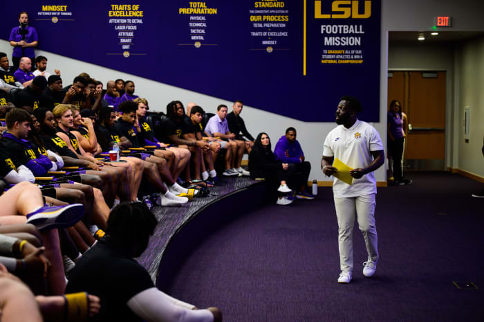 Eddie St-Vil on the field at LSU