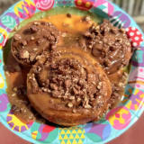 Mickey-shaped Bacon-Pecan-Caramel Cinnamon Roll Image