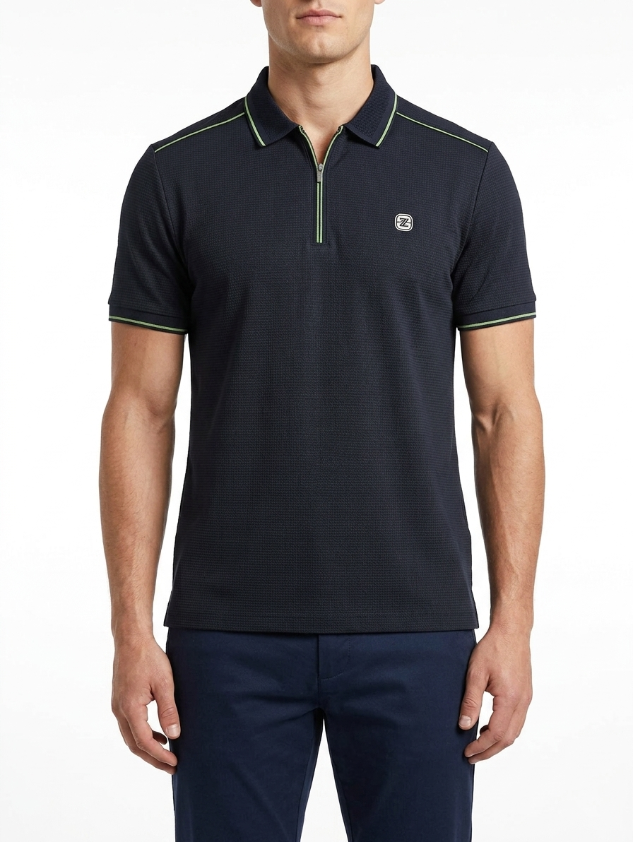 Zip Polo — Navy