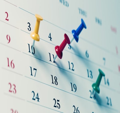 Calendar with coloured pins – HMRC Let Property Campaign deadlines