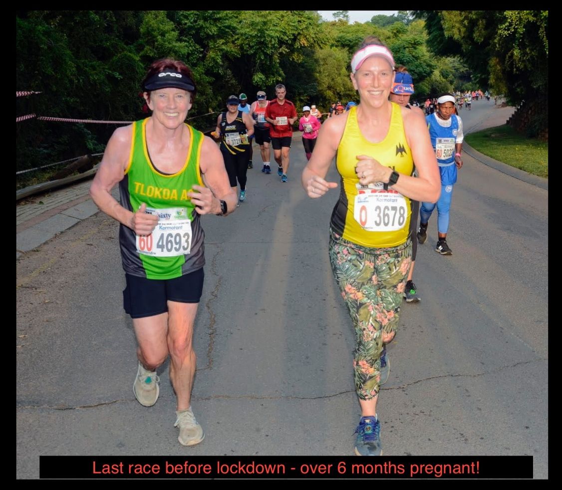 The post's author and her mother running together