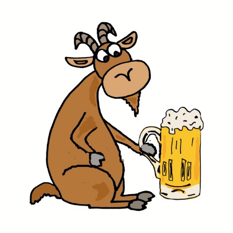 cartoon goat with a tankard of beer