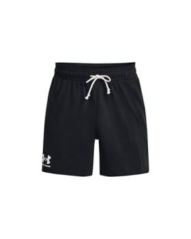 Under Armour Hombre Rival Terry 6" Short - Pantalones Cortos Deportivos para Entrenamiento, Gimnasio y Running - Transpirables y con Bolsillos - Negro / Blanco