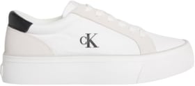 Calvin Klein Sneaker con Suela Vulcanizada Mujer Flatform Nylon Mix con Logotipo, Blanco (Bright White/Black), 40