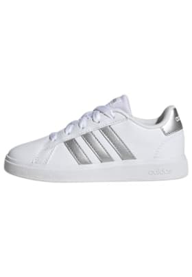 adidas Grand Court Lifestyle Tennis Lace-Up Shoes, Zapatillas de Tenis Unisex niños, White Matte Silver Matte Silver, 30 EU