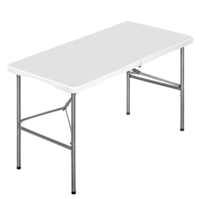 Mesa Plegable de Camping Portátil - 122x61cm - Hasta 120kg - Ideal para 4 Personas - Exterior e Interior - Blanco