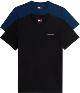 Tommy Jeans TJM Slim Linear SS tee 2Pck Ext Dm0Dm22316 Camiseta S/S, Multi (Black/Dark Night Navy), M para Hombre
