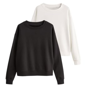 THE SET - Pack de 2 Sudaderas Mujer Sin Capucha Blanco y Negro Talla M
