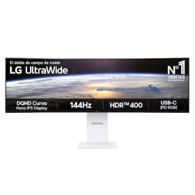 LG 49U950A-W - Monitor UltraWide Curvo, 49", Nano IPS, (5120x1440), 32:9, 144Hz, HDR400, AMD FreeSync Premium Pro/Ideal Multitarea, USB-C (PD 90W), Inclinación/Altura Ajustable, Blanco
