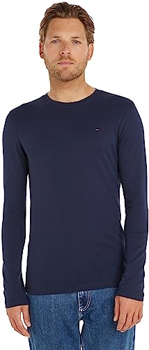 Tommy Jeans Tjm Original Rib Longsleeve Tee Dm0dm04409 - Camiseta Azul (Black Iris) M Hombre