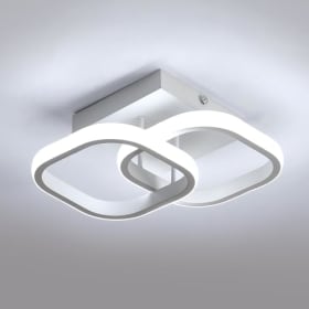 Osairous Plafón LED para Techo, 22W 2550LM Lámpara de Dormitorio, Moderno Cuadrado, Luz Acrílica para Baño Pasillo Balcón Escalera Comedor, Blanco Frío 6500K, 29CM