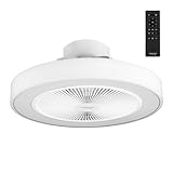 Taurus - Ventilador de Techo Fresko Invisible 40W | 7 Aspas Protegidas | Motor DC | Ultrasilencioso | 3 Tipos de Luz | 6 Velocidades | Función Verano/Invierno | Control Remoto y Temporizador 8h