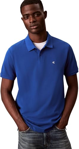Calvin Klein Polo SS Monogram de piqué LV040EM269 S/S para Hombre, Color Azul (Chase Blue), Talla M, Azul (Chase Blue), M
