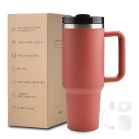 Taza Térmica Premium 1200ml | Vaso Térmico con Accesorios Antigoteo | Botella de Agua de Acero Inoxidable sin BPA | Termo de gran capacidad para oficina, viaje y aventuras outdoor (Rojo)