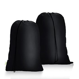 OTraki Bolsa de Colada 2 pcs con Cierre de Cordón Cesto Ropa Sucia Plegable Saco Lavadora Organizador Material Antidesgarros para Cuarto de Lavado Cocina Dormitorio Hotel de Viaje 60 X 80cm Negro