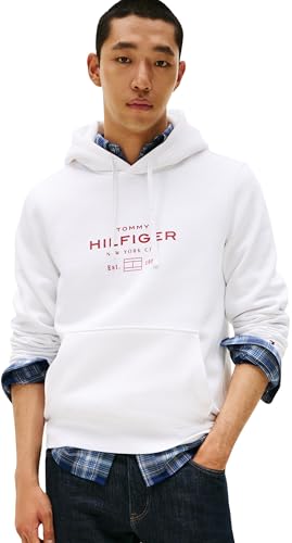 Tommy Hilfiger Sudadera Hombre Oval Graphic con Logotipo, Blanco (White), M