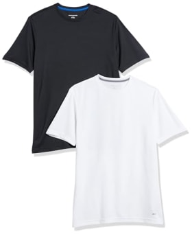 Amazon Essentials Camiseta Active Performance Tech para hombre (paquete de 2, negro/blanco, talla M)