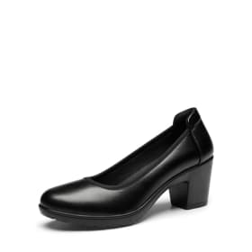 DREAM PAIRS Zapatos de Tacón Alto Cómodos Clásicos Mujer Zapatillas con Tacón Ancho Zapatos de Salón PU Trabajo Balila - Size 36, Negro (SDPU2230W-E)