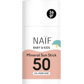 Naïf Protector Solar Mineral en Barra FPS 50 para Bebés y Niños – Sin Perfume, Resistente al Agua, Dermatológicamente Probado