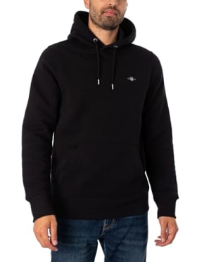 GANT REG Shield - Sudadera con Capucha para Hombre, Color Negro, Negro, M