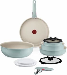Tefal Ingenio Serenity - Juego de 2 Sartenes 22/28 cm + Wok 26 cm + 2 Cazos 16/20 cm + 4 Accesorios + 2 Mangos