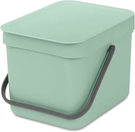 Brabantia Sort & Go 6L Cubo de Basura Verde Jade - Cubo de Reciclaje con Asa y Tapa Extraíble