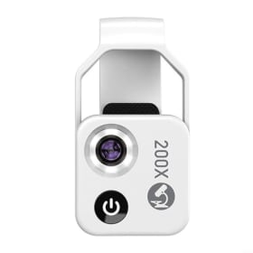 Lente de Microscopio de Teléfono 200X con Luz LED - Microscopio Digital Portátil para Niños, Dermatoscopio y Analizador de Cabello