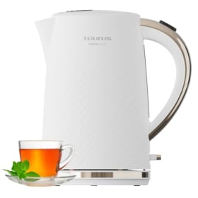 Taurus – Hervidor Fusion Wave, 2200W, 1,7L, Base 360°, Apagado automático, Filtro antical, Visor de Agua, Base INOX, Acabados texturizados, Blanco