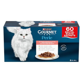 Purina Gourmet Perle Delicias en Salsa para Gatos - Pollo y Buey - 60 Sobres de 85g