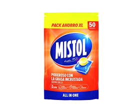 Mistol All In One - 50 Pastillas Lavavajillas con Potencia Desengrasante Avanzada | Limpieza Eficaz y Responsable