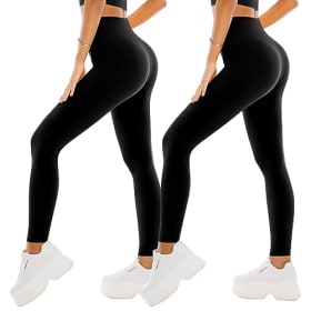 SINOPHANT 2 Leggings Mujer - Pantalón Yoga Elástico de Cintura Alta | Negro/Negro | Talla S-M | Deporte Pilates