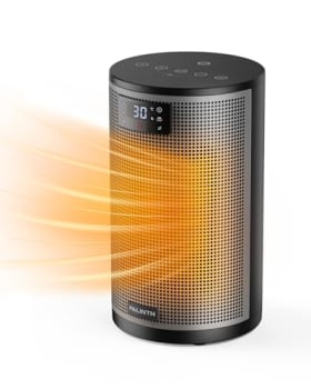 PALINTH Calefactor Bajo Consumo, 1500W PTC Cerámico, 4 Modos, Temporizador 8H, Modo ECO, Protección Sobrecalentamiento/Vuelco