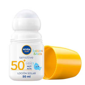 NIVEA SUN Babies & Kids Sensitive Roll-on FP 50+ (50 ml) - Protector Solar Extra Resistente al Agua para Bebés y Niños de Piel Sensible