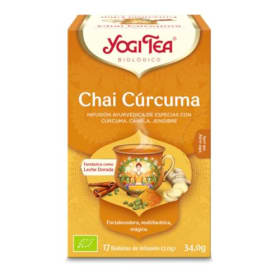 Yogi Tea Té Chai Cúrcuma Bio - Infusión Ayurvédica con Canela y Jengibre (17 bolsitas, 34g)