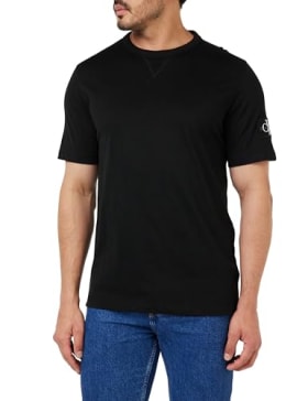 Calvin Klein Camiseta de Manga Corta Hombre Regular tee con Logotipo Tipo Etiqueta, Negro (CK Black), L