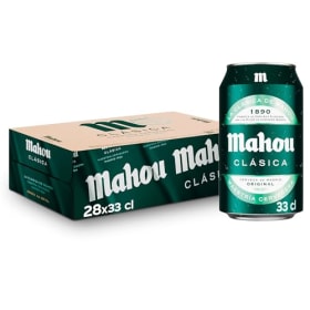 Mahou Clásica, Pack 28 Latas x 33cl, Cerveza Dorada Lager