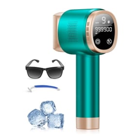 21J Depiladora Laser con Función de Refrigeración, 600-1200NM Depiladora Luz Pulsada con 9 Niveles de Energía, Pantalla Táctil LCD para Mujer y Hombre, Bikini, Axilas, Cara, Cuerpo Verde