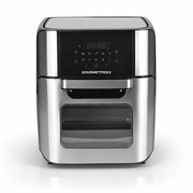 GOURMETmaxx Digital Hot Air Fryer 12 L, Horno XXL, Negro | Airfryer + temporizador, pantalla táctil, espetón giratorio | freír con poca grasa, ahorro de energía | 10 programas incl. pizza | 1800 W