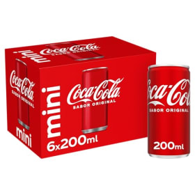 Coca-Cola Sabor Original, Refresco de Cola, Pack 6 Mini Latas 200 ml