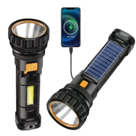 Idealife Linterna Solar LED Recargable USB, 1200 mAh, IPX4 Impermeable, 3 Modos, 2 Packs