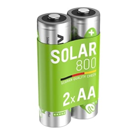 Ansmann 5035513 - MaxE Solar, Potente Pila previamente cargada, Reducida autodescarga (800mAh, Mignon AA, 2 Unidades)
