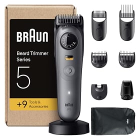 Braun Recortadora De Barba Series 5 BT5565, Barbero Recargable Resistente Al Agua, +9 Accesorios De Afeitado, 120 Min De Autonomía, 40 Longitudes, Lámina Ultra Afilada, Gris