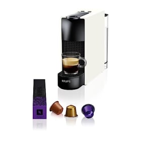Nespresso Krups Essenza Mini XN1101PR5 - Cafetera Monodosis de Cápsulas Nespresso, Compacta, 19 Bares, Apagado Automático, Color Blanco