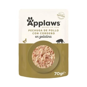 Applaws Comida natural para gatos Pechuga de pollo con cordero en gelatina - 16 x 70g Bolsitas