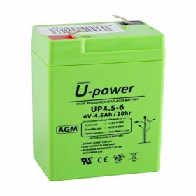 U-Power Batería AGM 6V 4.5Ah – Sellada Recargable VRLA – Terminal Faston F1 (4.8 mm)