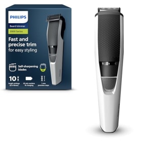 Philips Recortador de Barba Serie 3000, Tecnología Lift & Trim, Cuchillas con puntas redondeadas, 10 posiciones ajustables, peine-guía, 100% resistente al agua, indicador de batería, modelo BT3206/14