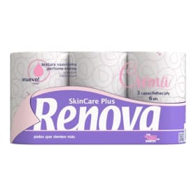 Renova Skin Care Plus Papel Higiénico Decorado Perfumado - 6 Rollos