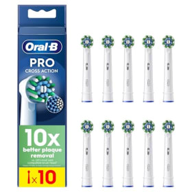 Oral-B Pro CrossAction Cabezales De Recambio ORIGINALES para Cepillo de Dientes Eléctrico Oral B Pro, Pack de 10 Recambios Con Indicador De Uso, Blanco