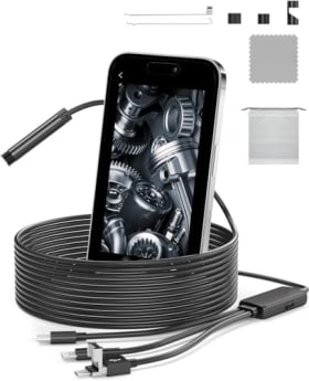 Cámara Endoscopio con Luz, 1920P HD, 3m, 8 Luces LED, IP67 Resistente al Agua, Tipo C, para Smartphones y Tablets