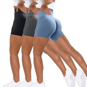 Unthewe - Pantalones cortos de entrenamiento para mujer con elevación de glúteos, cintura alta, sin costuras, para gimnasio y yoga (3 unidades, M)